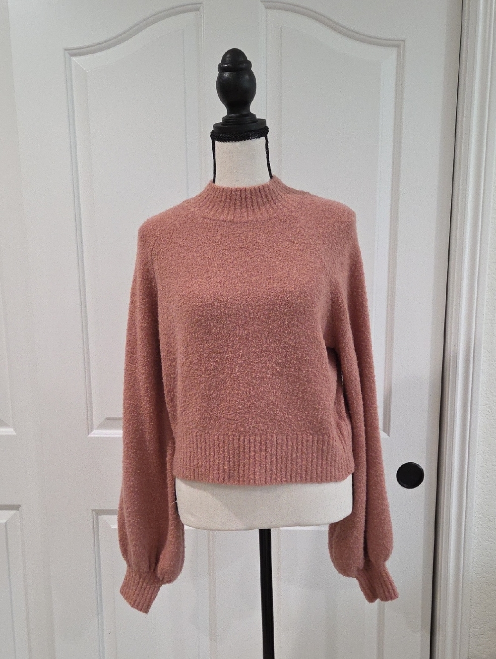 Vici Blush Pink Mock-Neck Textured Sweater